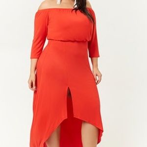 LILIAN PLUS SIZE OFF-THE-SHOULDER HIGH-LOW DRESS